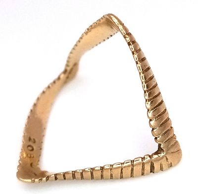 A 9K Yellow Gold Double Chevron Ring. Size N 1/2. 1.54g.
