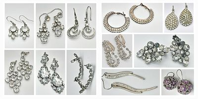 An eclectic assorted collection of stone set fashion pairs of earrings. Please see photos for 