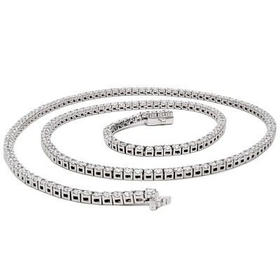 A LAB-GROWN 15CTW DIAMOND NECKLACE SET IN 9K WHITE GOLD. 18 INCH NECKLACE LENGTH. 21.65g TOTAL 