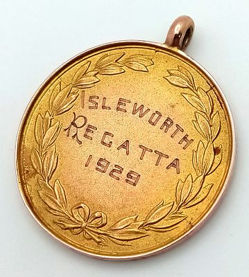 A Vintage 9K Yellow Gold Inscribed Medal. 3cm. 6.44g.