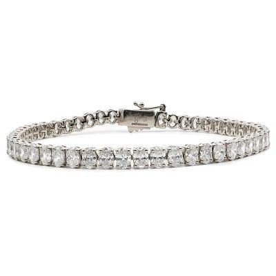 A Lab-Grown 6ctw, Oval Cut Diamond Line Bracelet set in 9K White Gold. 7 inch length. 9.10g 