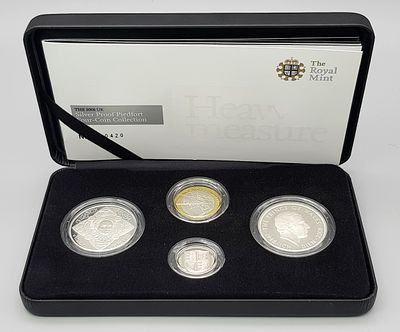 A Royal Mint Silver Proof Piedfort Four-Coin Collection. Elizabeth I &pound;5 - 56.56g, Prince 