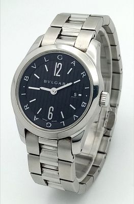 A Bvlgari Solotempo Quartz Ladies watch. Stainless steel bracelet and case - 31mm. Black dial 