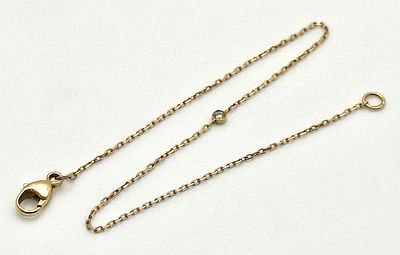 An 18K Rose Gold and Diamond French Designer Childs Bracelet. 0.013ct. 14cm. 0.54g. Ref: JJ188