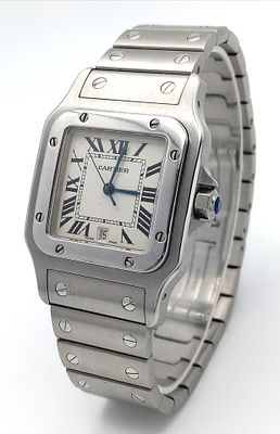 A Cartier Santos Quartz Gents Watch. Model 1564. Stainless steel bracelet and case - 30mm. 