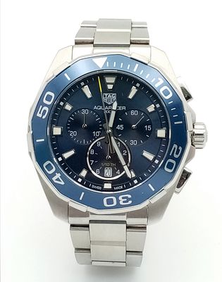 A Tag Heuer Quartz Movement Gents Chronograph Aquaracer WATCH. Model CAY111B. Stainless steel 