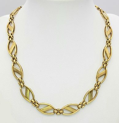 A 9K GOLD INFINITY LINK NECKLACE . 27gms 44cms
