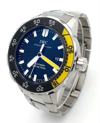 An IWC Aquatimer Automatic Watch. Model IW356801. Stainless steel bracelet and case - 46mm. 