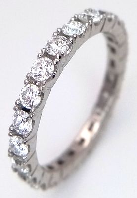 A 950 Platinum and Diamond Eternity Ring. c. 2ctw of round brilliant cut diamonds. VS2/SI1 