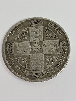 1873 SILVER GOTHIC FLORIN coin . Condition fair/fine. Please see pictures.