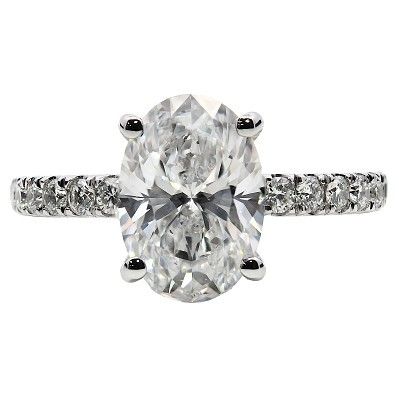 A Platinum Lab-Grown 2.42ctw Diamond Ring. 2.01ct oval cut centre stone - colour D, clarity VS1 