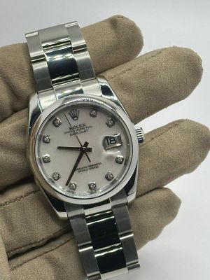 A Stainless Steel Rolex Datejust watch. Case 36mm, Oyster Strap and mother of pearl dials. Year 