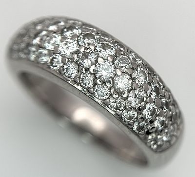 AN 18K WHITE GOLD, DIAMOND SET RING. 1 STONE MISSING. 0.50CTW. 6.6G, SIZE L. TAN 2016