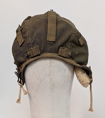 WW2 USAAF A9 Tropical Flying Helmet Size Large. With original sheep’s wool on the ear pockets 