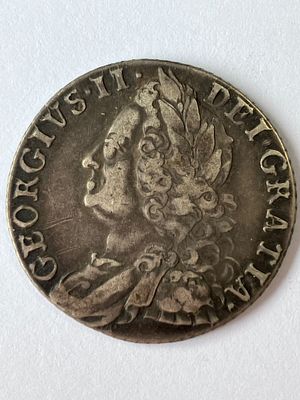 1758 GEORGE II SILVER SHILLING coin. Very Fine Condition. Please see pictures.
