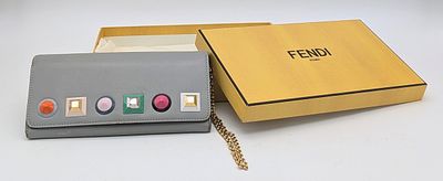 A Scarce Vintage Fendi Grey Leather Shoulder Bag with original box and dustcover. 19cm wide.