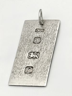 Vintage SILVER INGOT PENDANT. Full UK hallmark. Finished in Frosted and Smooth Silver. Approx 