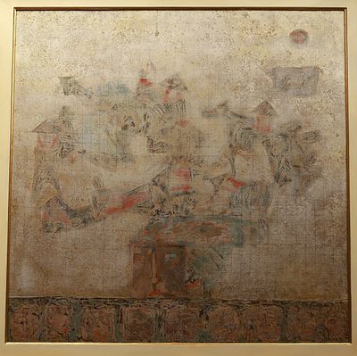 "Abstract", 20th Century. 80 x 80 cm. Lacquer. Signed upper right. Artist unknown. This work is 
