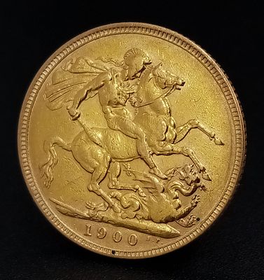 A 1900, QUEEN VICTORIA, FULL SOVEREIGN COIN. 22K GOLD. 9724 - 21.