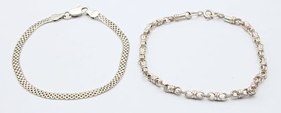 2 x GENUINE SILVER BRACELETS. To include Fully Halmarked DOUBLE BELCHER LINK ,Together With 