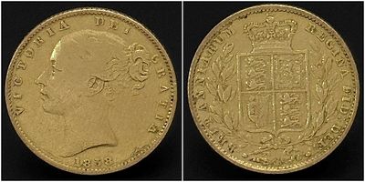 AN 1858, QUEEN VICTORIA, YOUNG HEAD, SHIELD BACK, FULL SOVEREIGN COIN. 22K GOLD. REF: 10000.