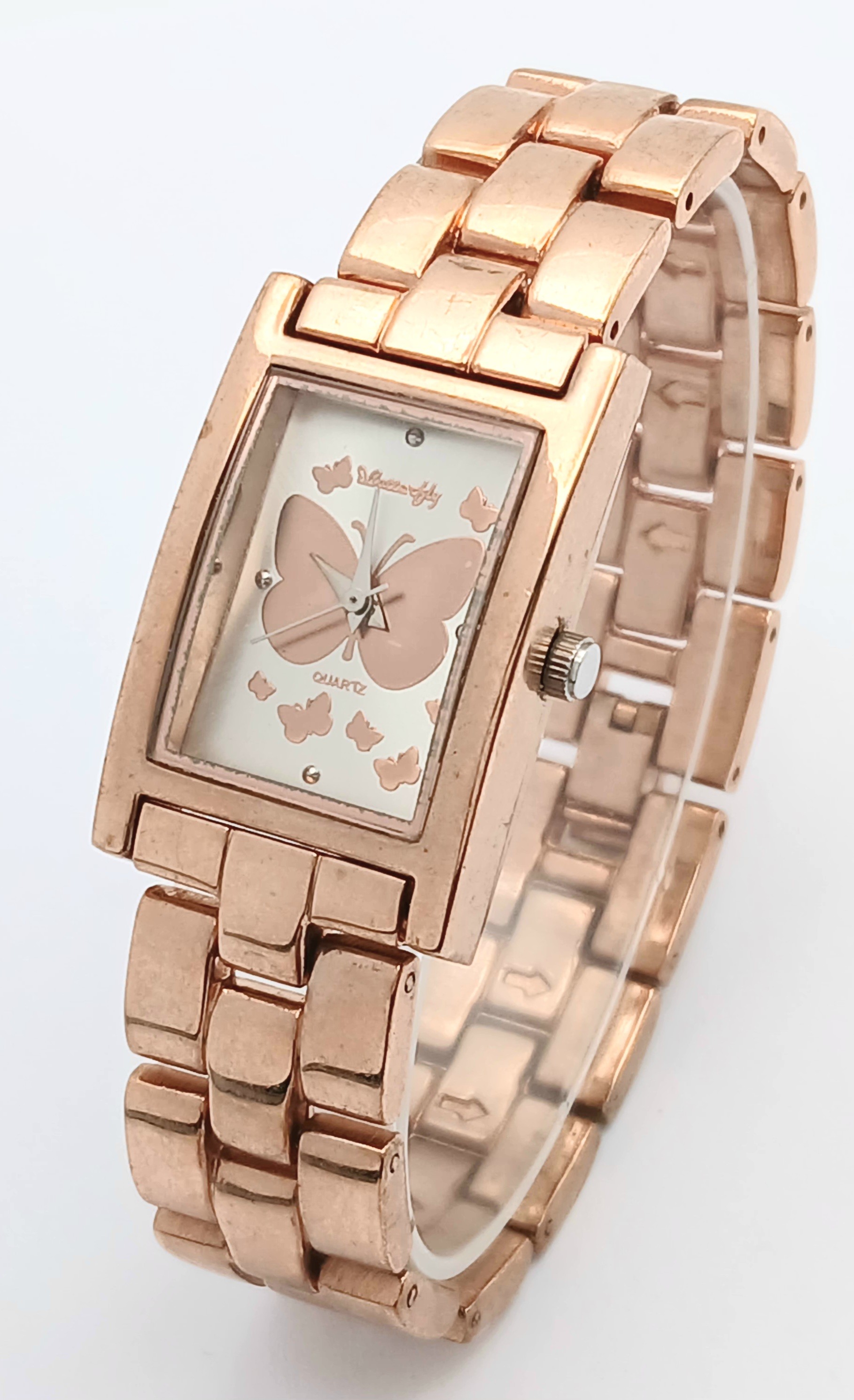 A Robert Whitworth, Butterfly, Rose Gold Tone, Bracelet Watch
