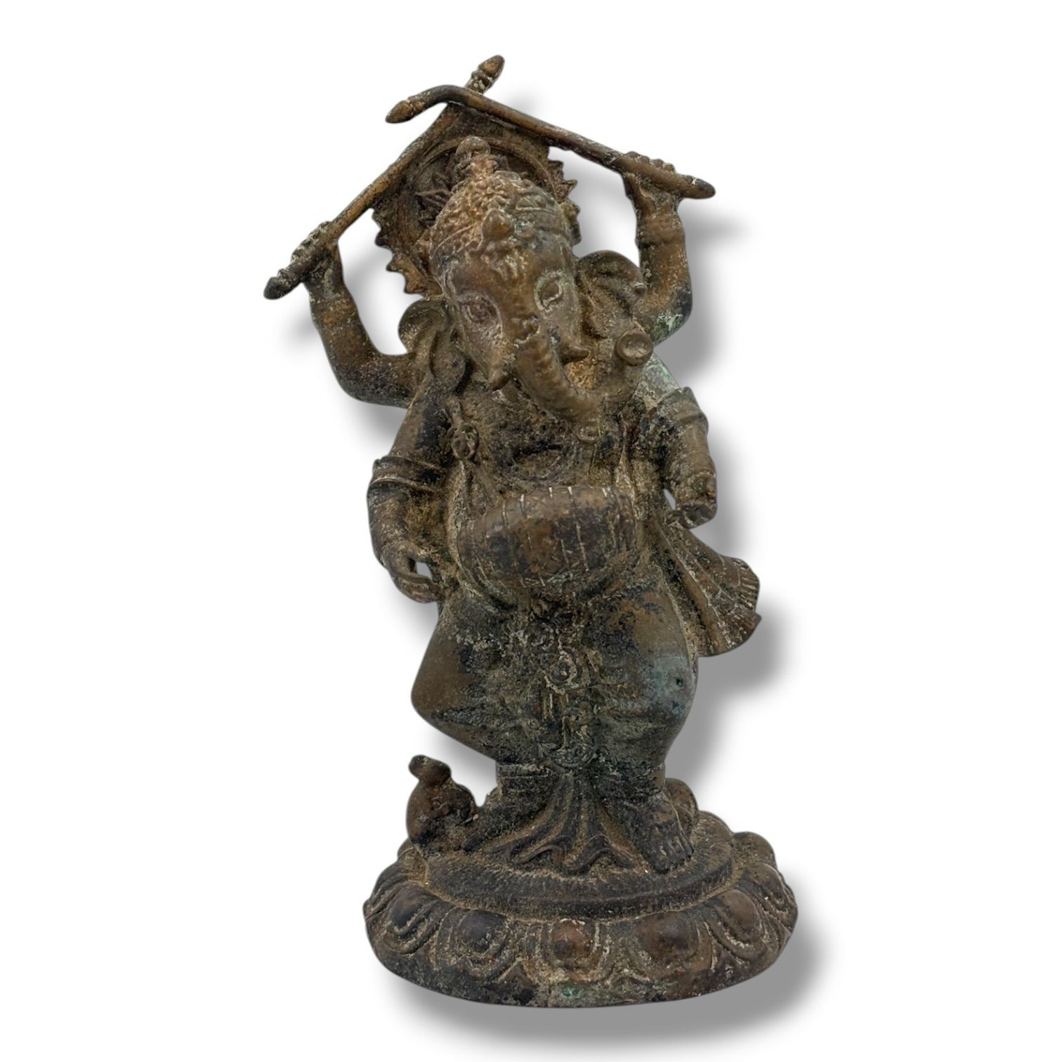 An antique Asian Bronze Figure of Dancing Ganesha with Drum