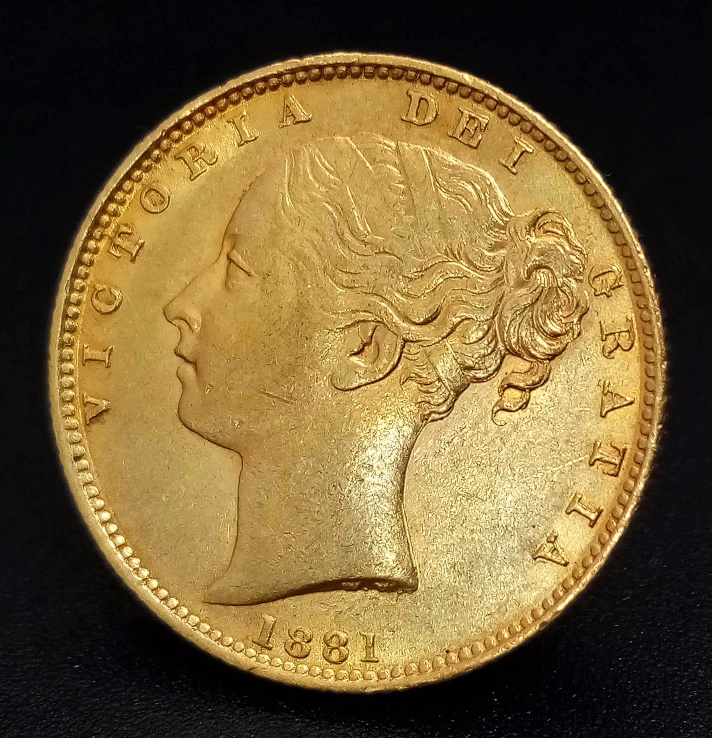 AN 1881, QUEEN VICTORIA, YOUNG HEAD, SHIELD BACK, SYDNEY MINT