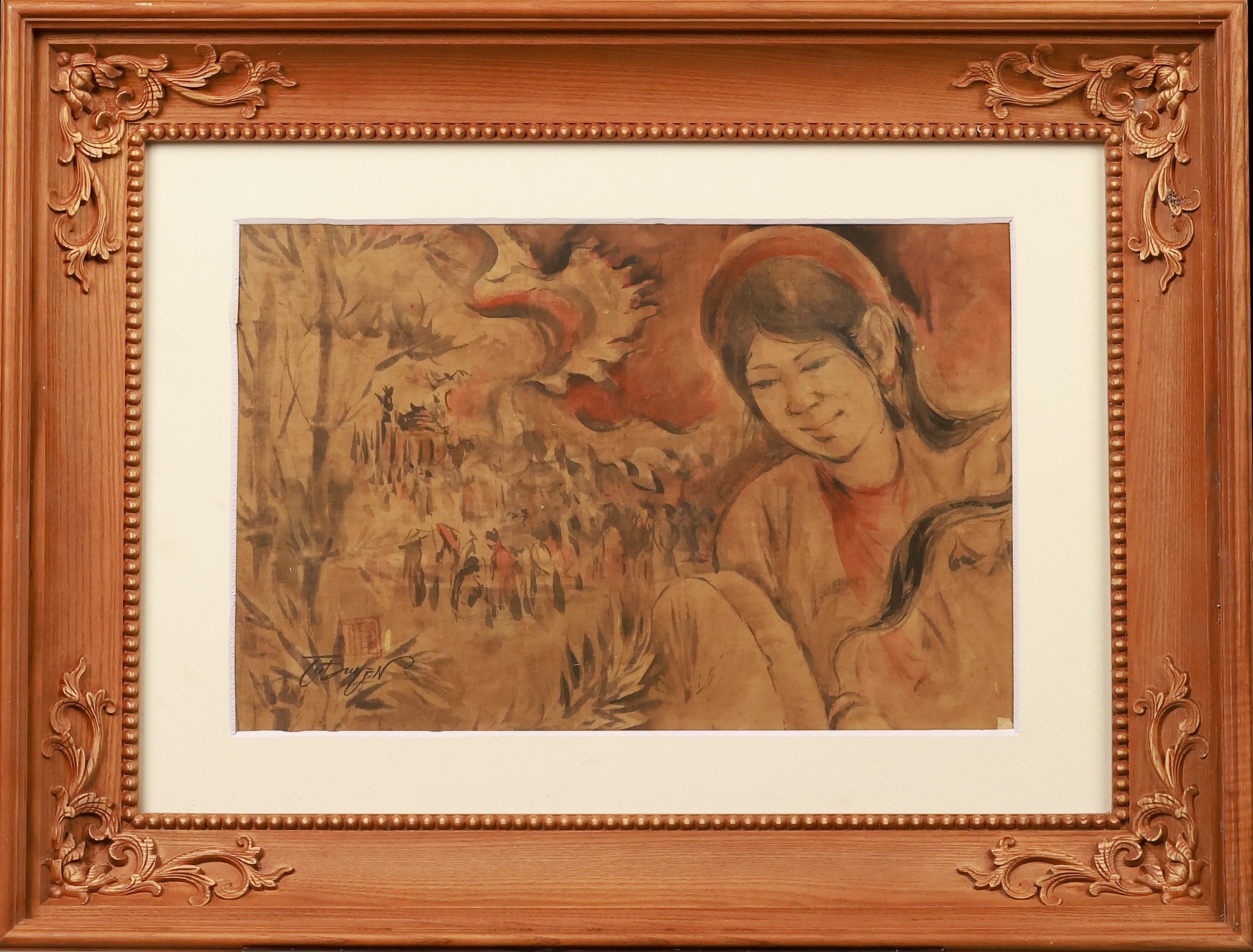 "Festival" by Tu Duyen, 36 x 54 cm, Ink and color on silk