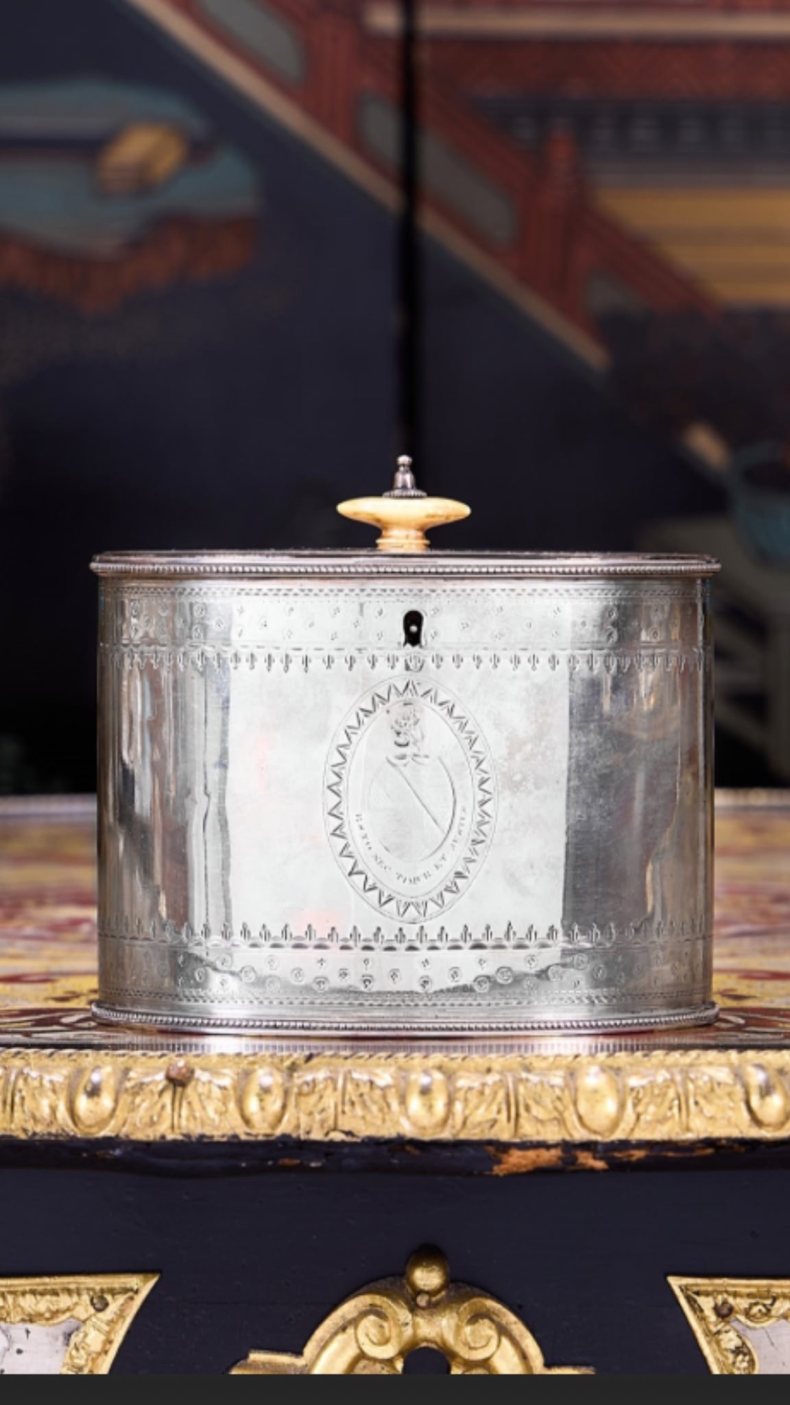 An 18th Century Sterling Silver Tea Caddy with Key