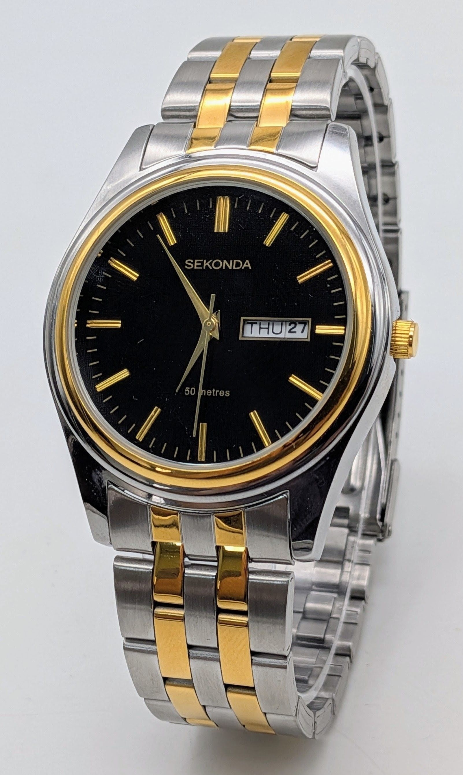 A Sekonda, 2 Tone, Black Dial, Day / Date, Bracelet Watch