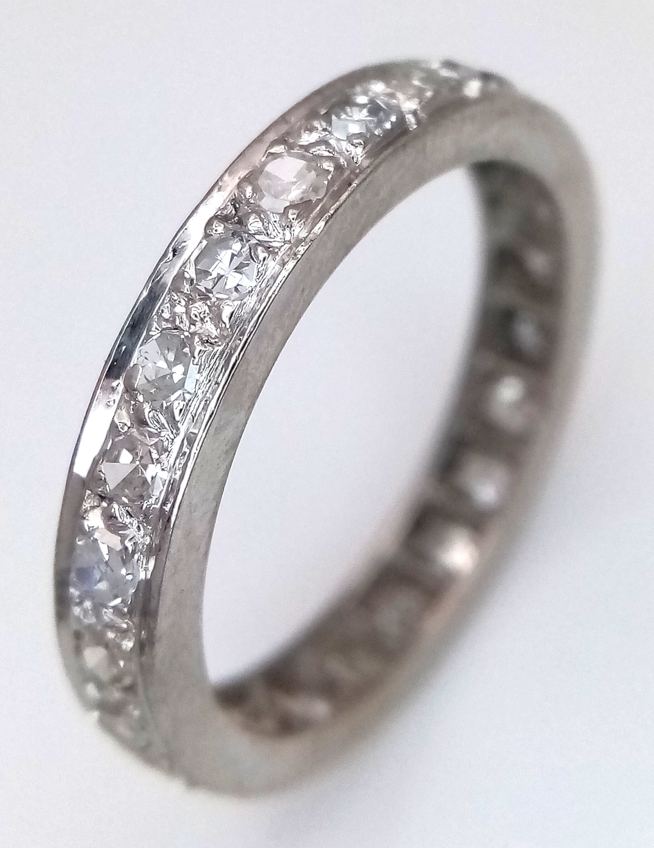 AN 18K WHITE GOLD, VINTAGE, DIAMOND SET, FULL ETERNITY RING