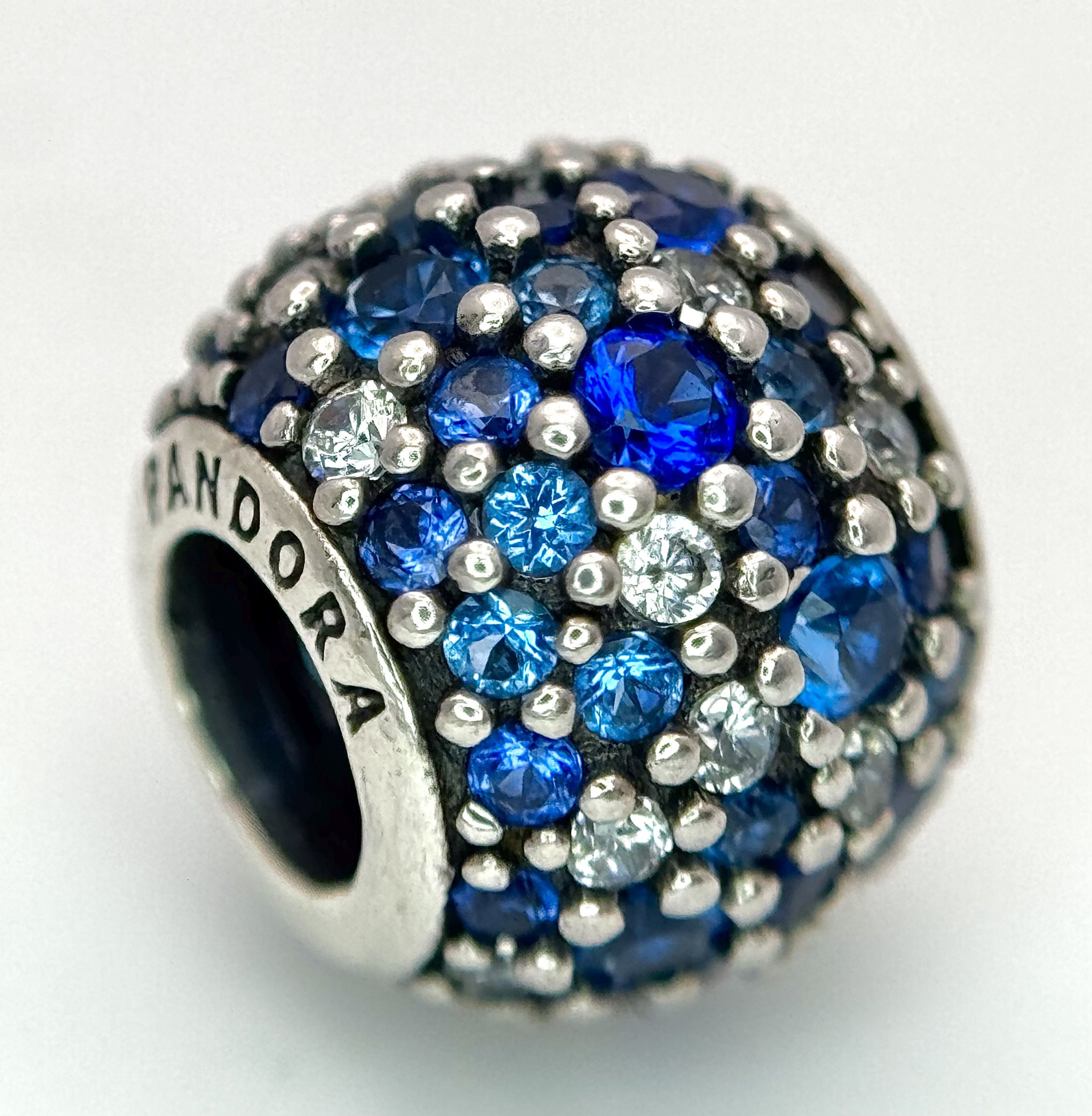 A Pandora, Sterling Silver, Stone Set, Sky Mosaic Pave Charm