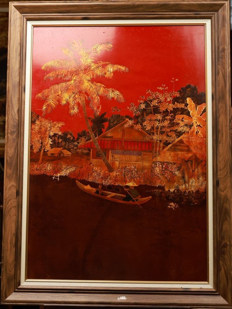 "By the River" by 20th Century (Unknown). 87 x 60 cm