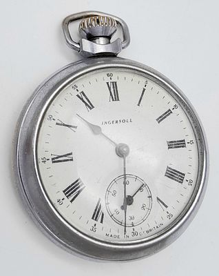 An Ingersoll, Mechanical, Steel, Pocket Watch. In Working Order. S/A 1687 - 1