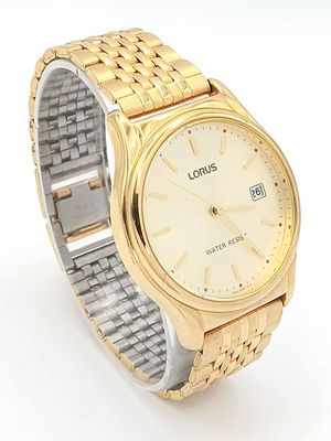 A Lorus, Gold Tone, Bracelet Watch. With Date Function. As New And In Original Box. In Full 