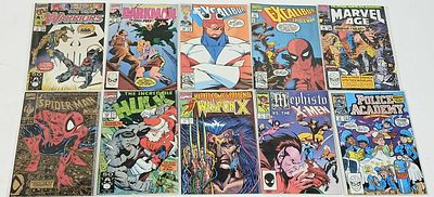 Ten Marvel Mixed Comics. All plastic wrapped. Please refer to photos for finer details.