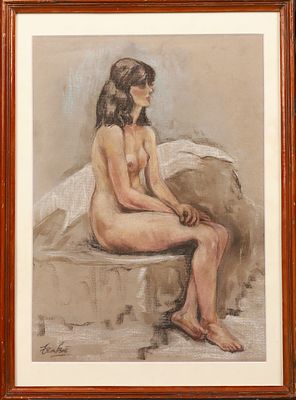 "Nude" by Trinh Nha, 60 x 43 cm, Pastel on paper. Signed in the lower right corner. Trinh Nha: 