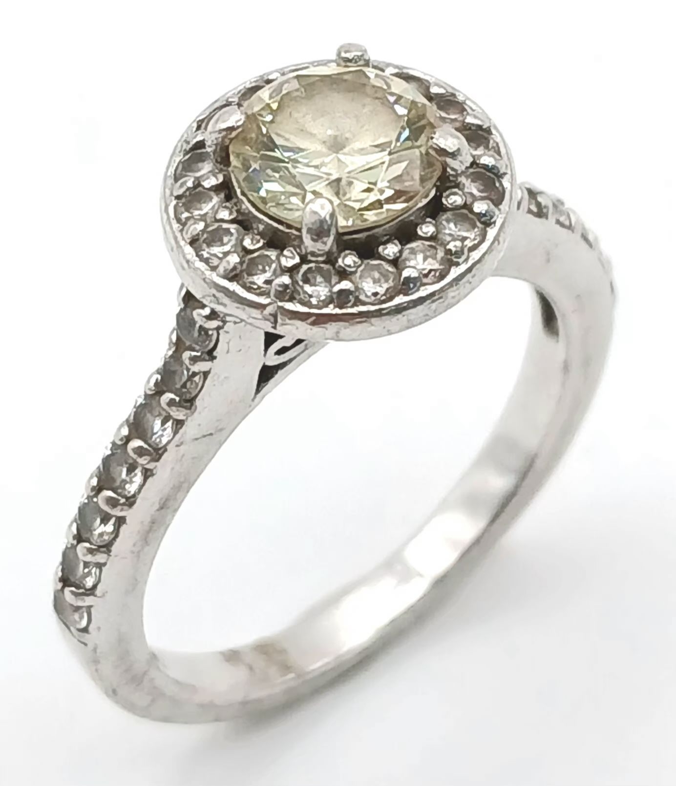 A Silver CZ Dress Ring. Size N. 4.1g
