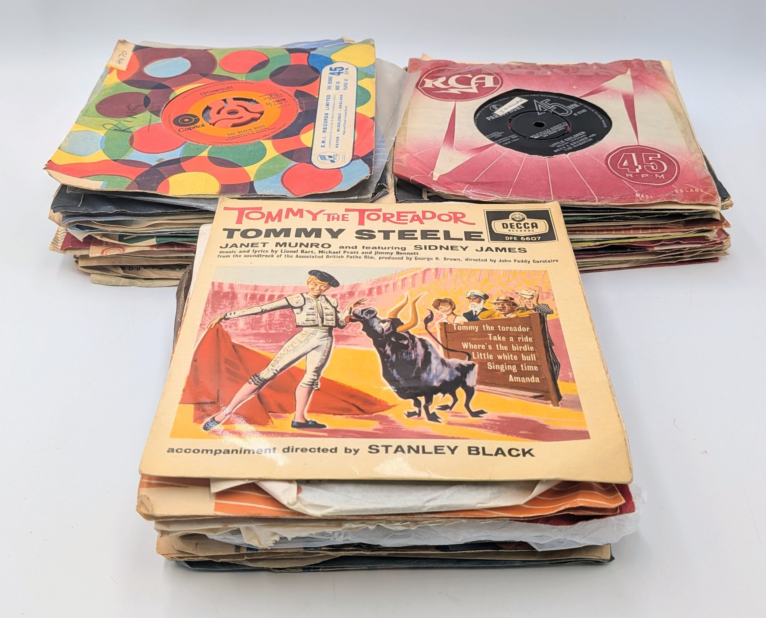 A Vintage Collection of 45 RPM Vinyl Records