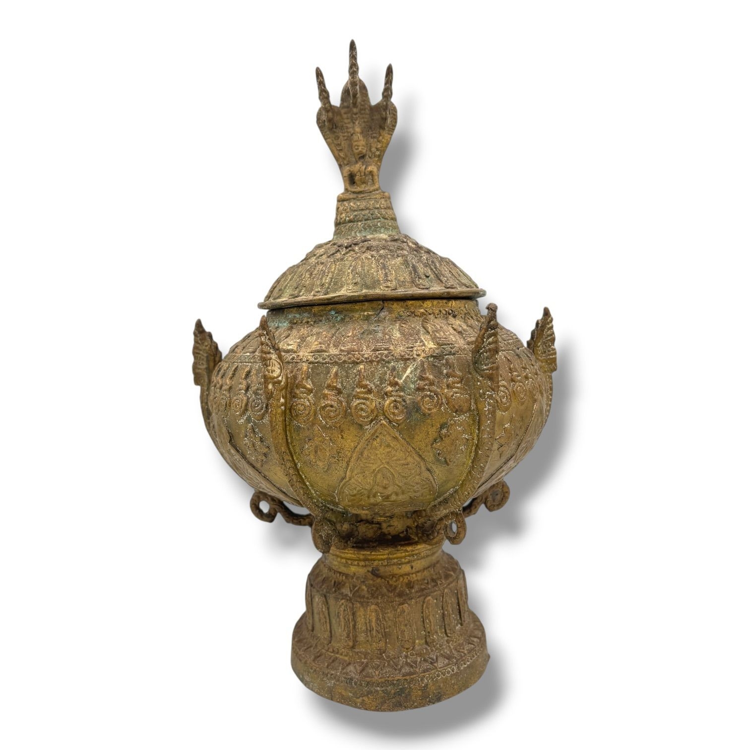An antique Southeast Asian Gilt-Bronze Buddhist Ritual Vessel and Cover