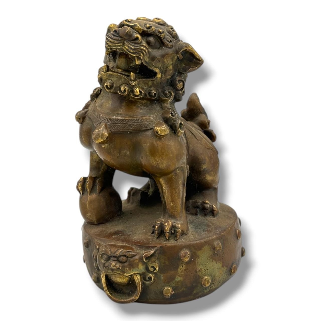 An antique Asian Bronze Foo Dog Figure on Stand