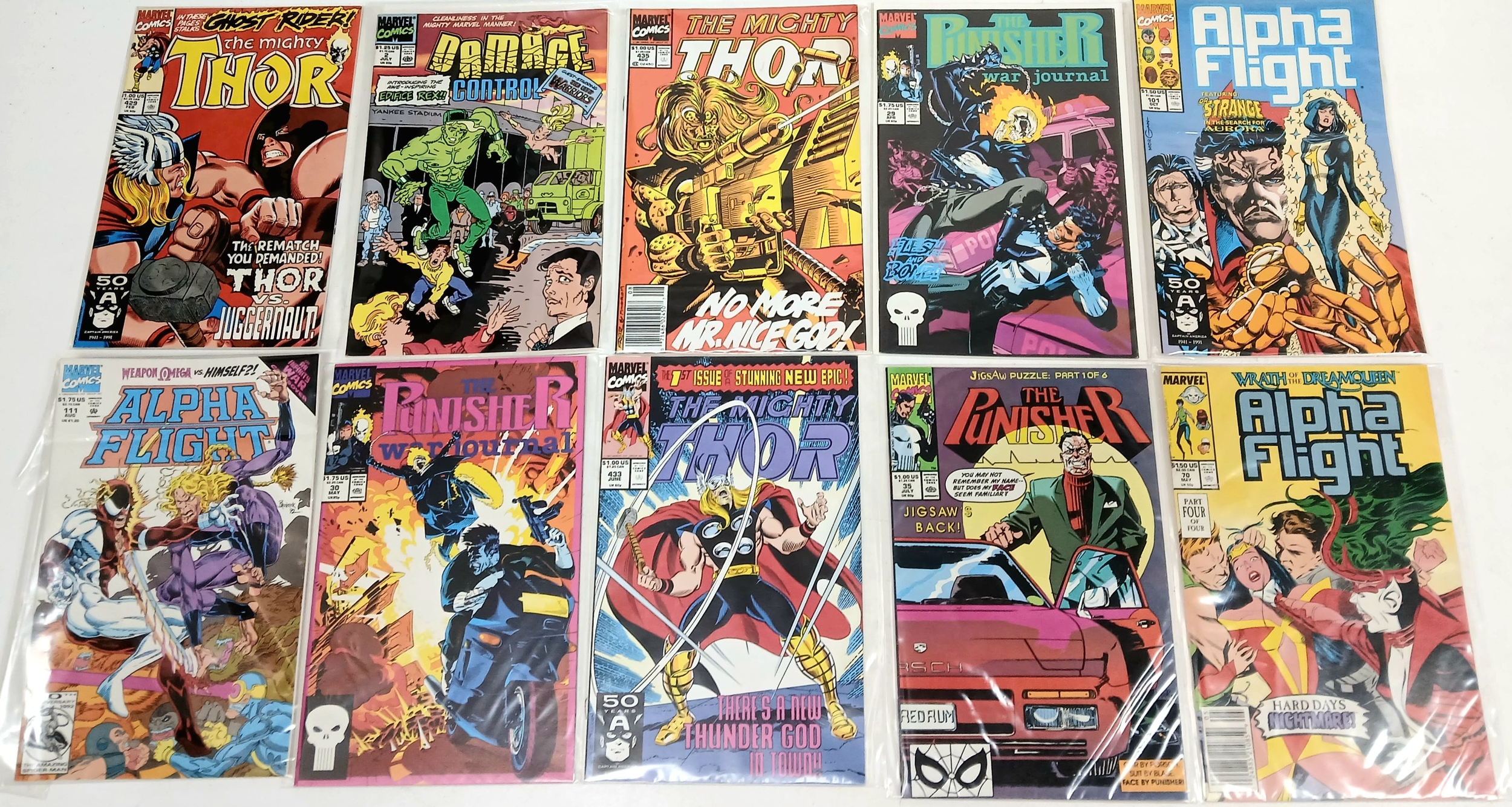 Ten Marvel Mixed Comics. All plastic wrapped