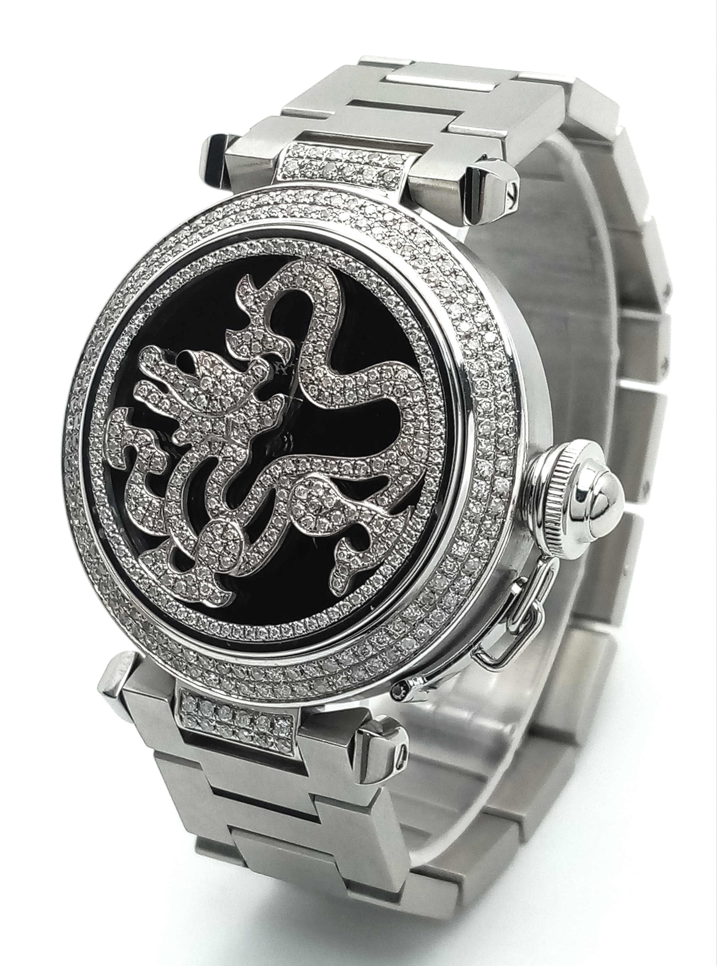 A Pasha De Cartier Diamond Dragon Ladies Watch