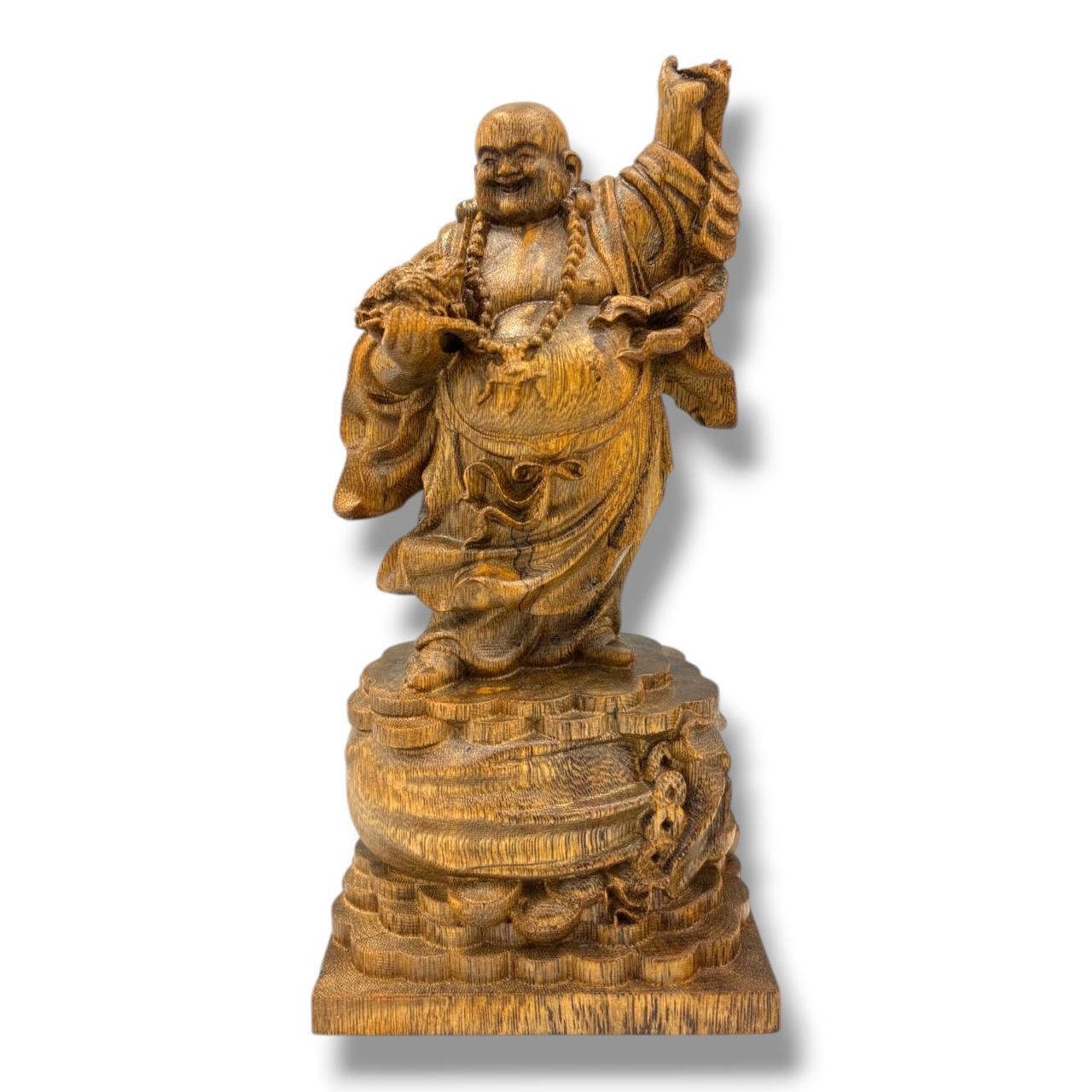 A hand Carved natural Agarwood Laughing Buddha Figure