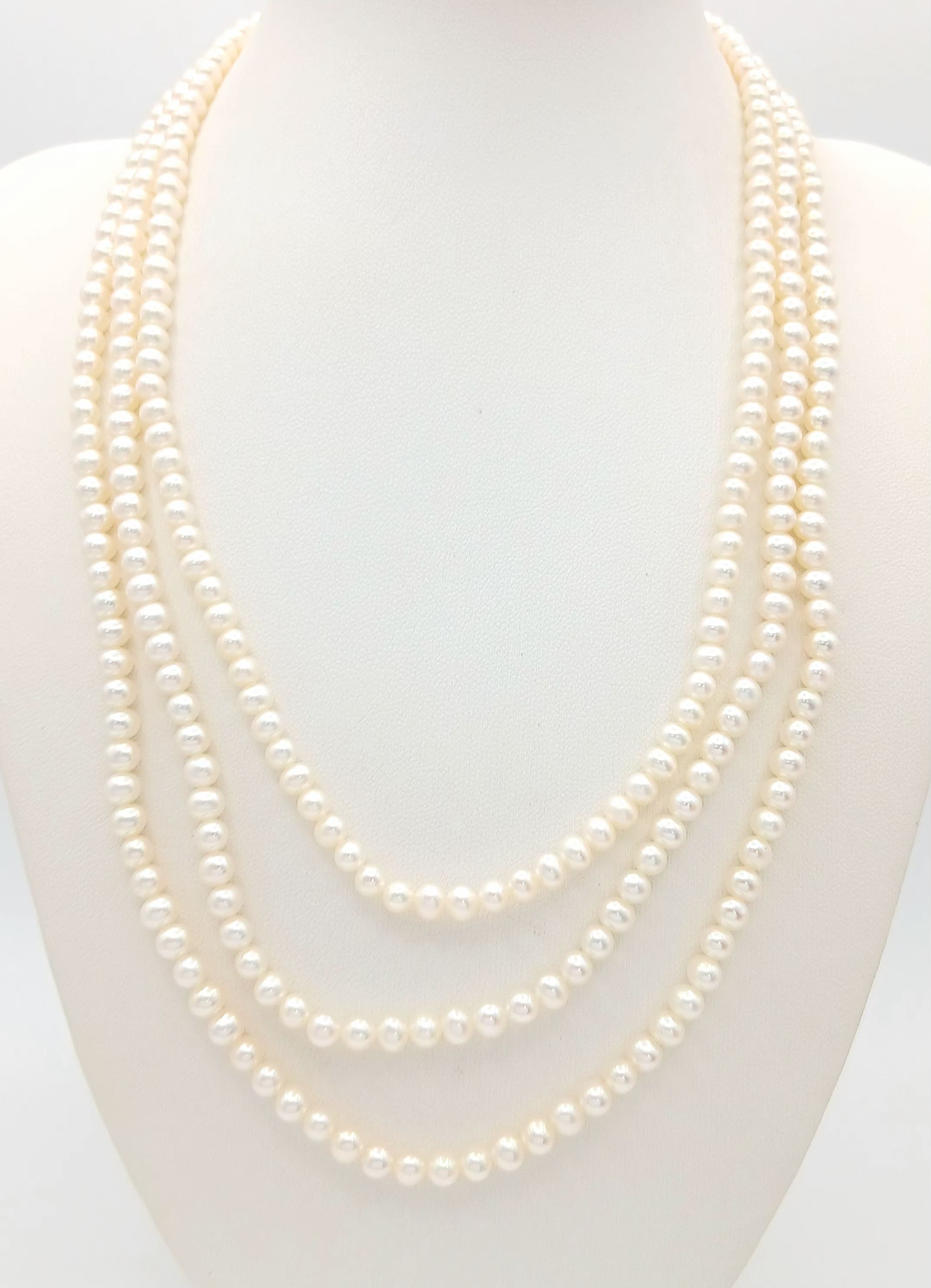 An elegant Three-Strand Freshwater Pearl Necklace