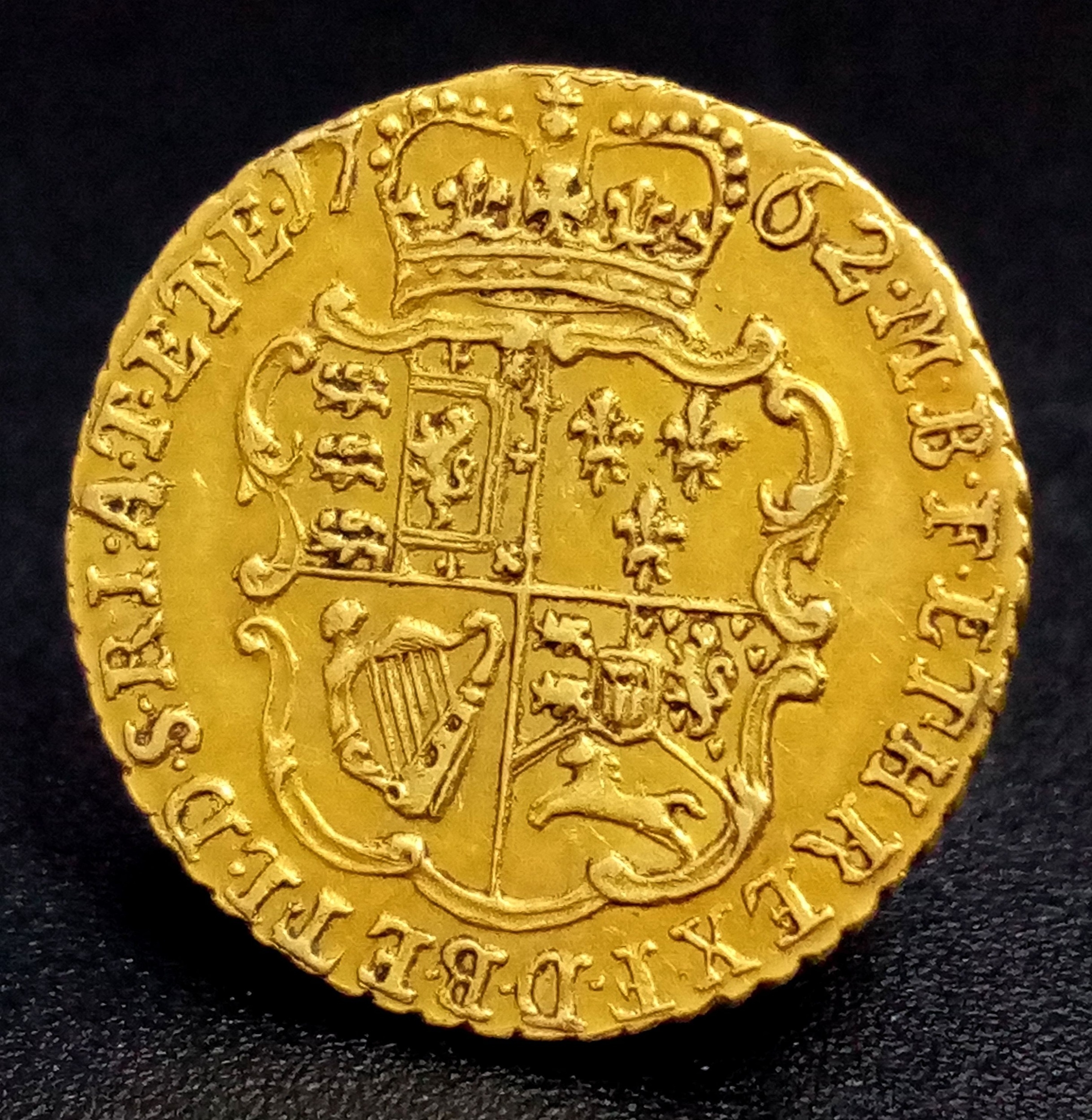 A 1762 George III Quarter Guinea Coin