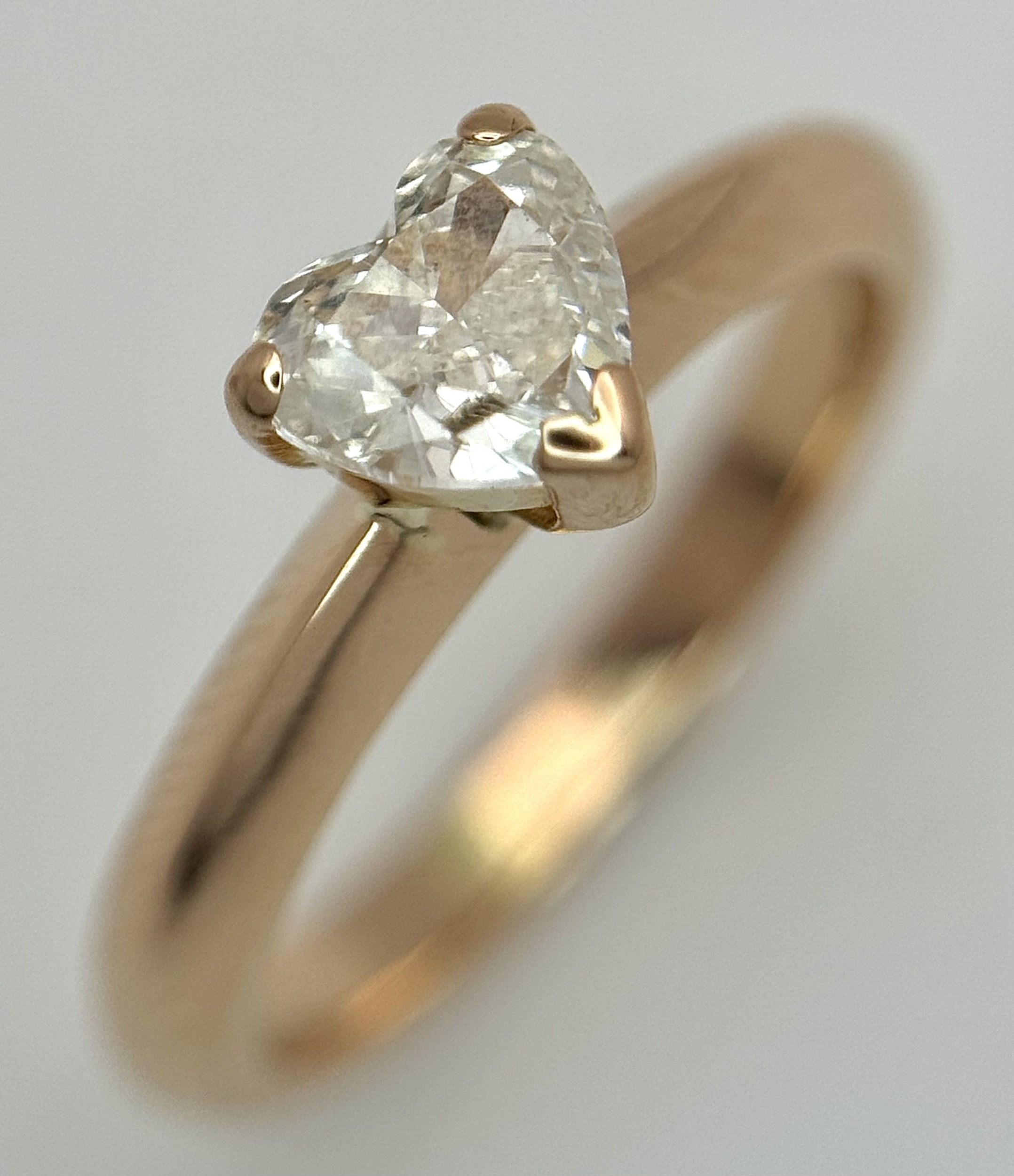 A Beautiful 18K Yellow Gold Heart-Shaped Diamond Solitaire Ring