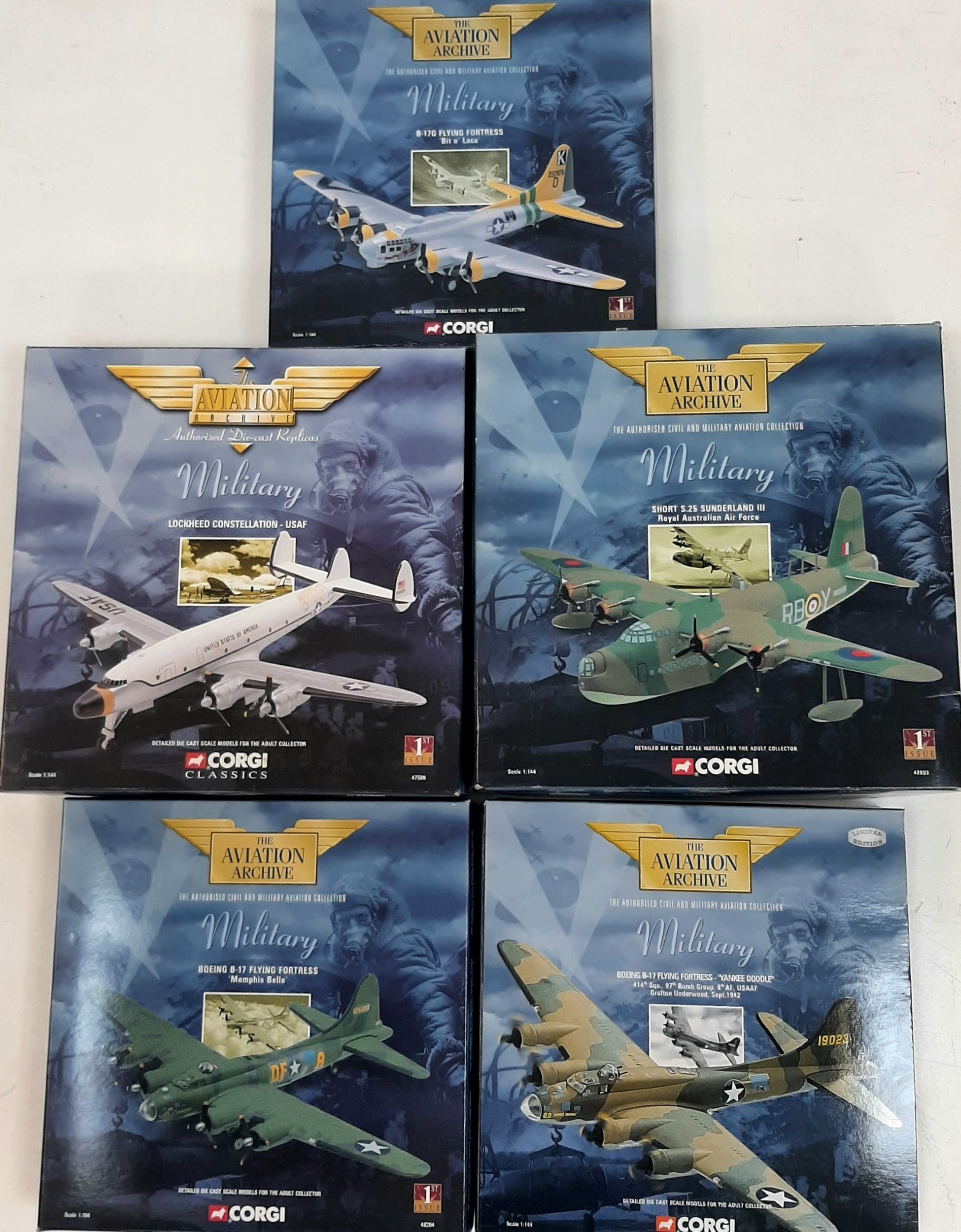 Five Corgi Aviation Archive, Military series die cast aeroplanes
