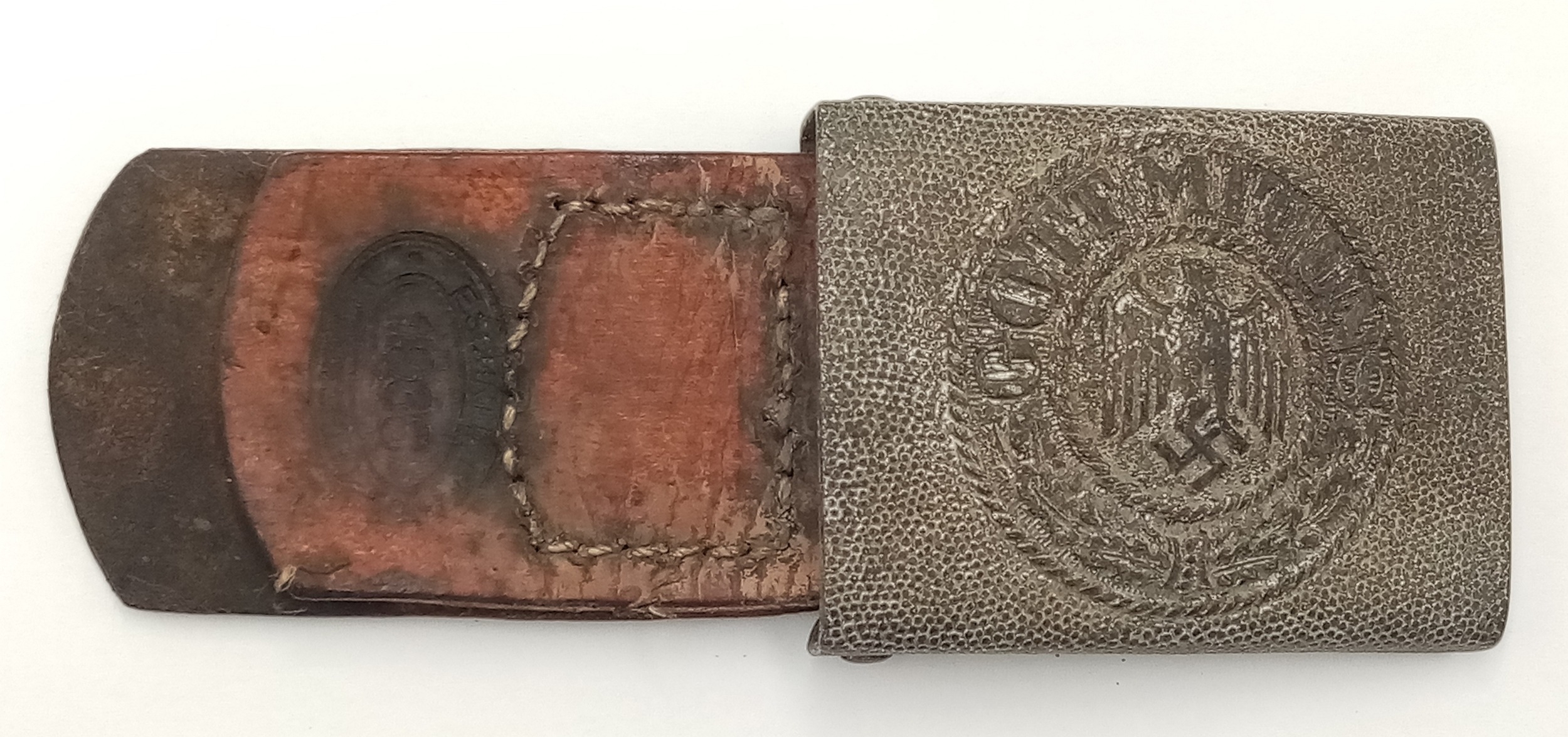 A WW2 German Infantry Mans Buckle and Leather Tab, Dated 1938